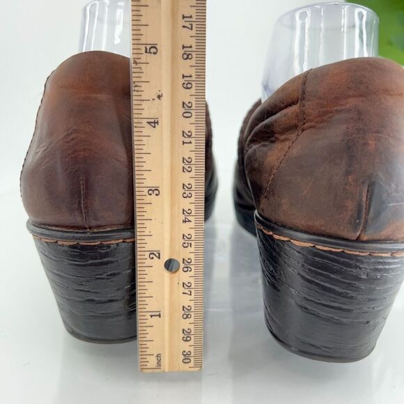 Born Womens Daphnes Clog Size 10 Brown Leather Wedge Heel Work Shoe Comfy - Picture 7 of 15